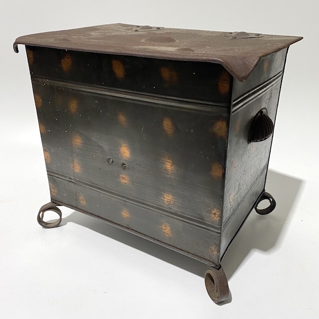 FIRE BOX, Vintage Metal Wood Box 35cm W x 35cm H
